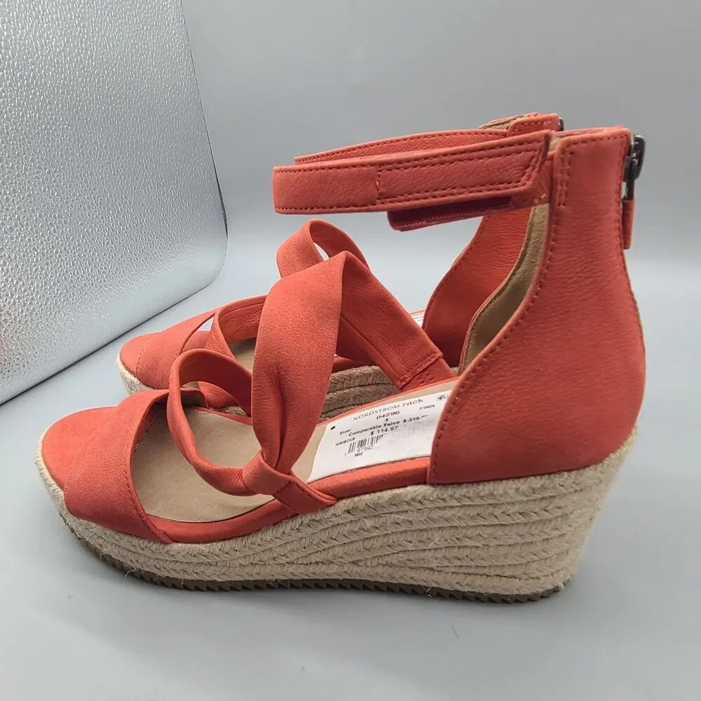 Eileen Fisher sandals Womens Wisp Espadrille Wedge heel  coral ankle US 8 M  new